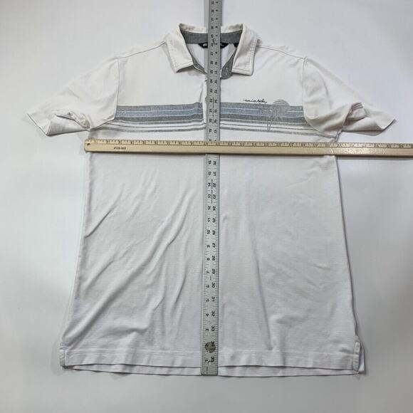 Travis Mathew Polo Shirt Mens M Medium White Surf Slang Stripe Short Sleeve Golf - Picture 5 of 10